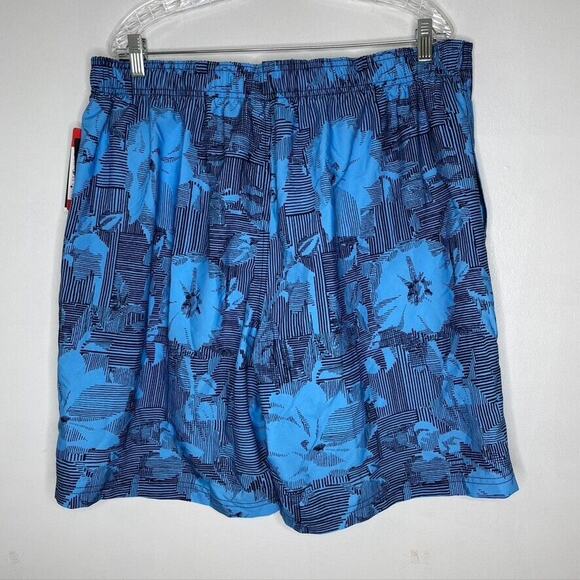 Speedo Blue Floral Drawstring Lined Beach Swim Trunks Shorts Size XXL Men's NEW - Picture 7 of 8